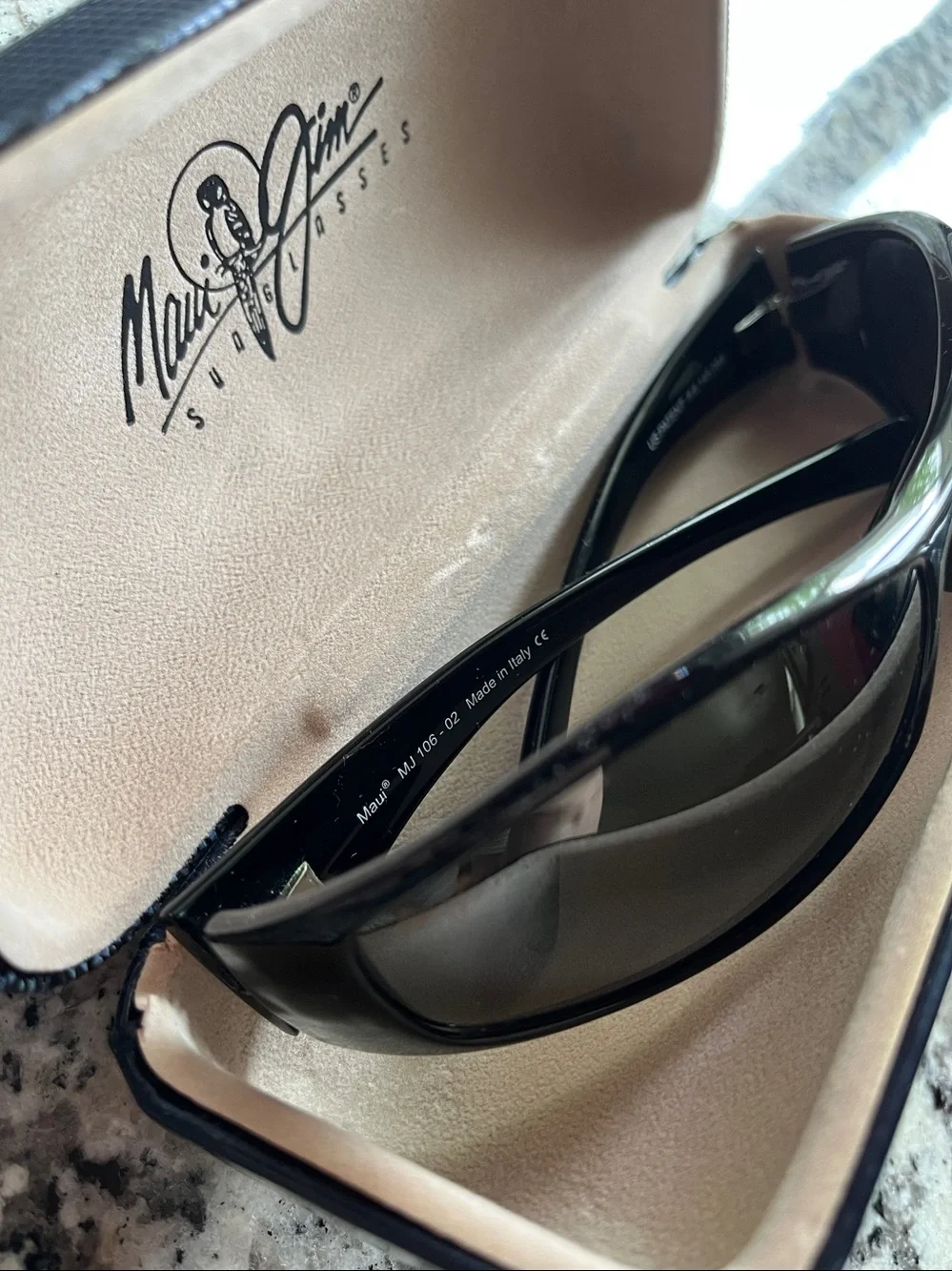 Maui Jim Black Wrap Sunglasses with Dark Lenses